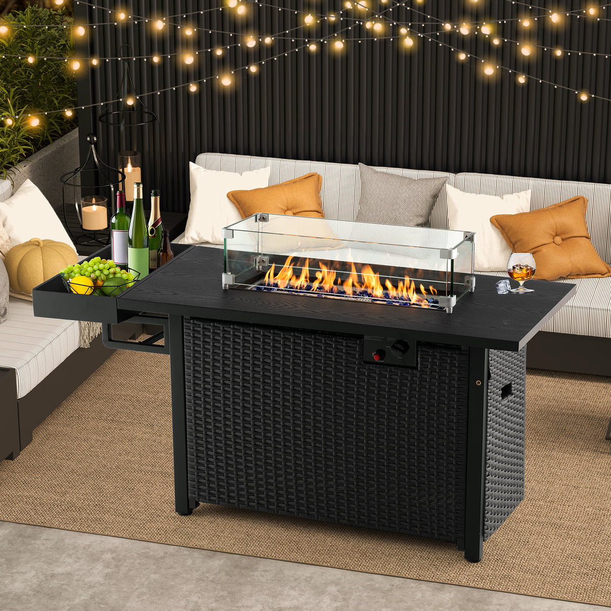 52 Inches Outdoor Wicker Gas Fire Pit Table, Black Fire Pit Tables at Gallery Canada
