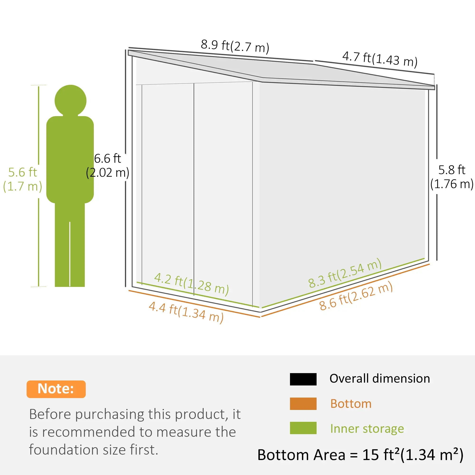 4.6' X 9' Steel Outdoor Storage Shed, Lean To Shed, Metal Tool House, Dark Grey Sheds at Gallery Canada