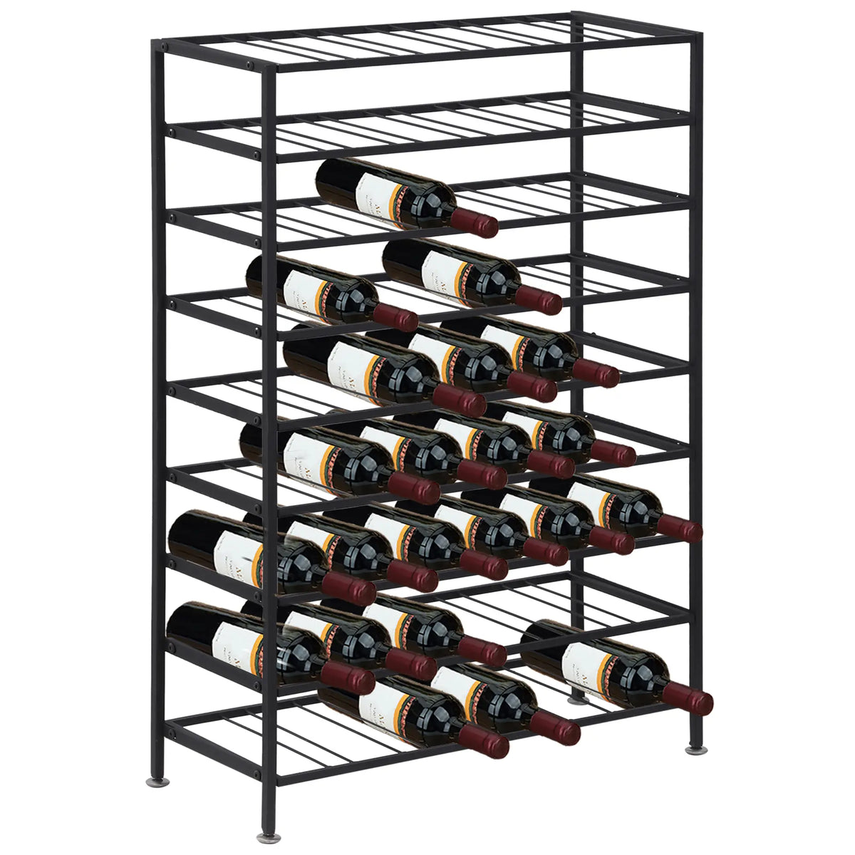 9-Tier Metal Wine Rack, 54 Bottles, Freestanding, Black Wine Racks Black at Gallery Canada