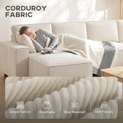 Modular U Shaped Sectional Sofa, Double Chaises, Spring Cushions, Beige