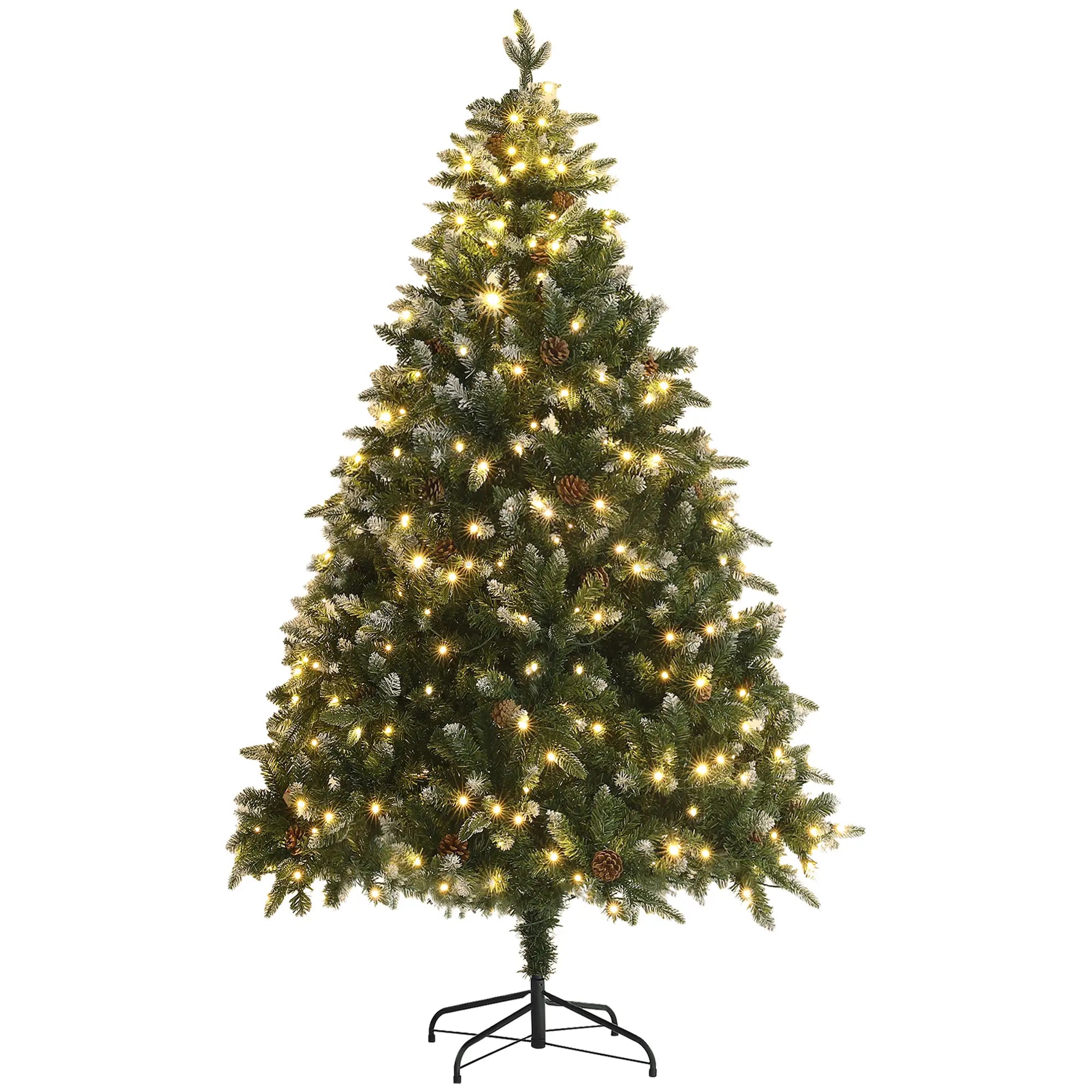 6 Foot Prelit Artificial Christmas Tree, Hinged, Dual Color LED Pre Lit Christmas Trees Green at Gallery Canada