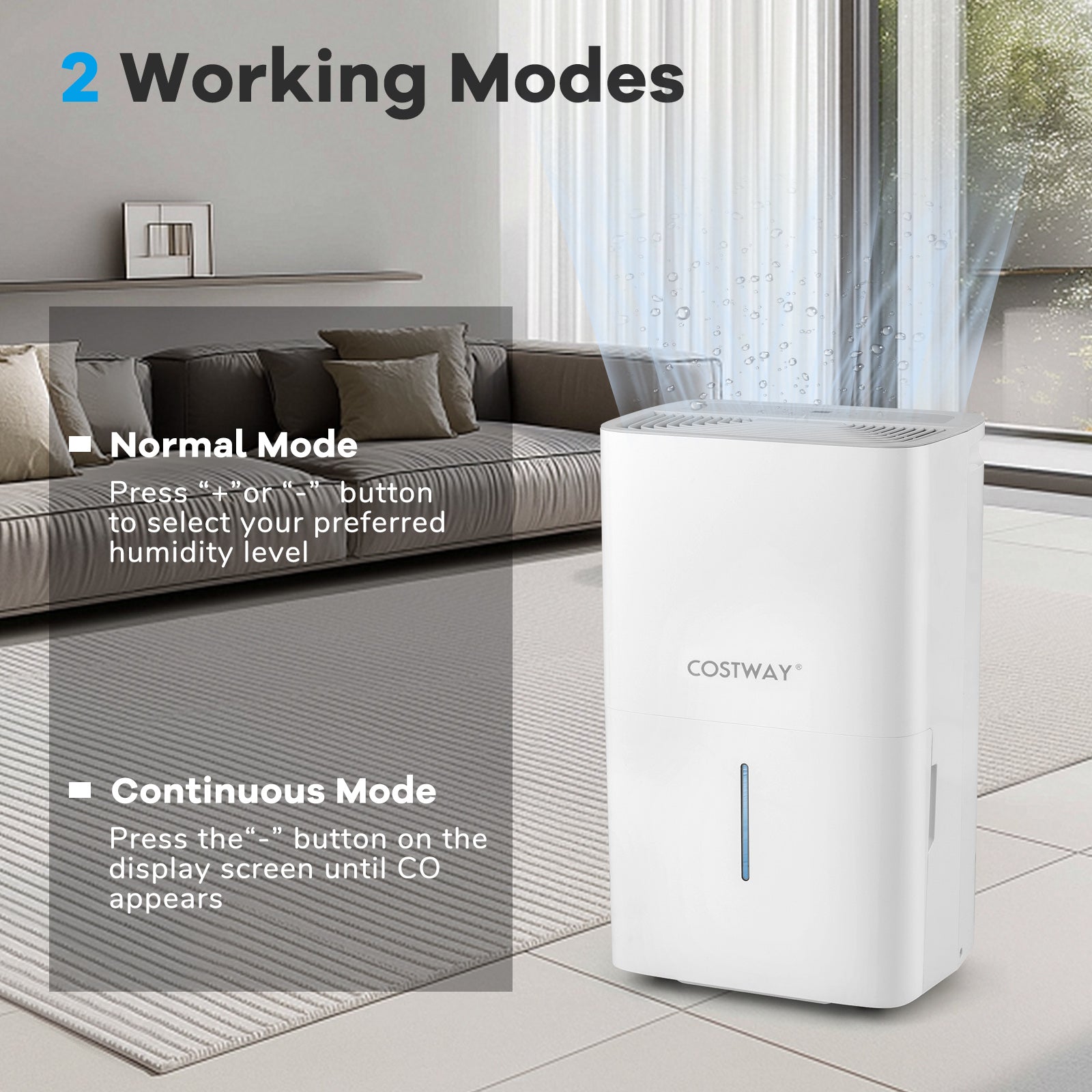 65 Pints Dehumidifier With 24H Timer, LED Display, White Dehumidifiers at Gallery Canada