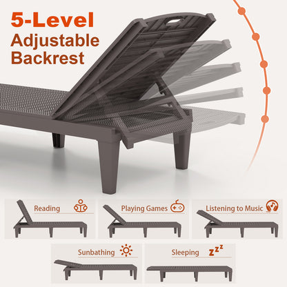 Outdoor PP Chaise Lounge Chairs Set Of 2, Adjustable Backrests Outdoor Chaise Lounges at Gallery Canada
