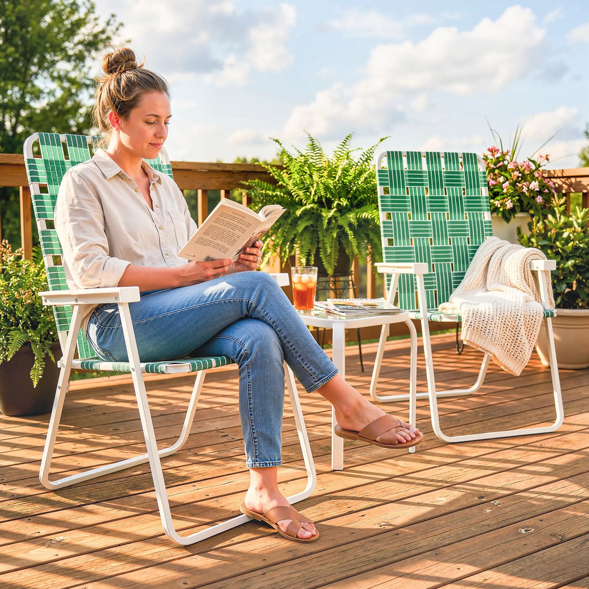 Set Of 2 Folding Patio Chairs, Portable With Armrests, Green Patio Chairs at Gallery Canada