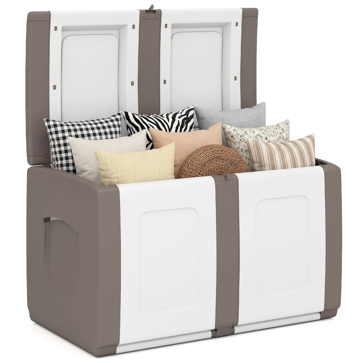 53 Gallon Patio Container, Lockable Lid, Beige Garden Tools Beige at Gallery Canada