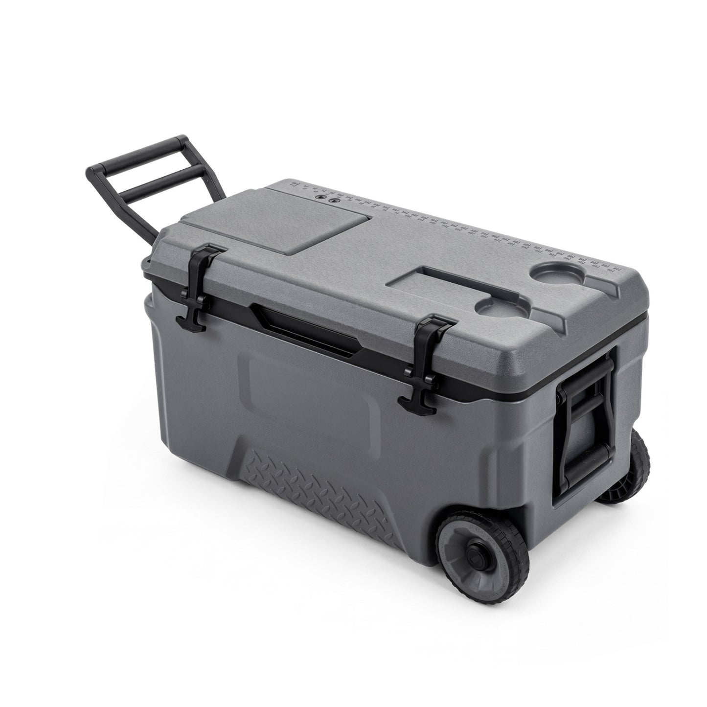 53 Quart Portable Rolling Cooler with Fish Ruler for Outdoor, Gray Coolers at Gallery Canada