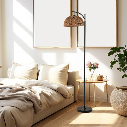 Arc Floor Lamp, 63 Inches Tall, Hanging Lampshade, Black
