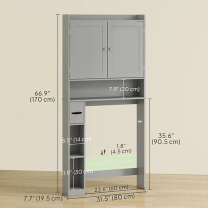 Over Toilet Storage Cabinet, 2 Doors, Toilet Paper Holder, Grey Bathroom Cabinets at Gallery Canada