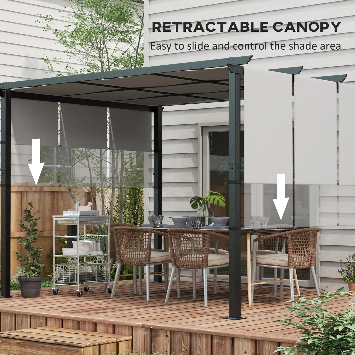 10' x 12' Metal Pergola With Retractable Canopy, For Garden Patio Pergolas at Gallery Canada