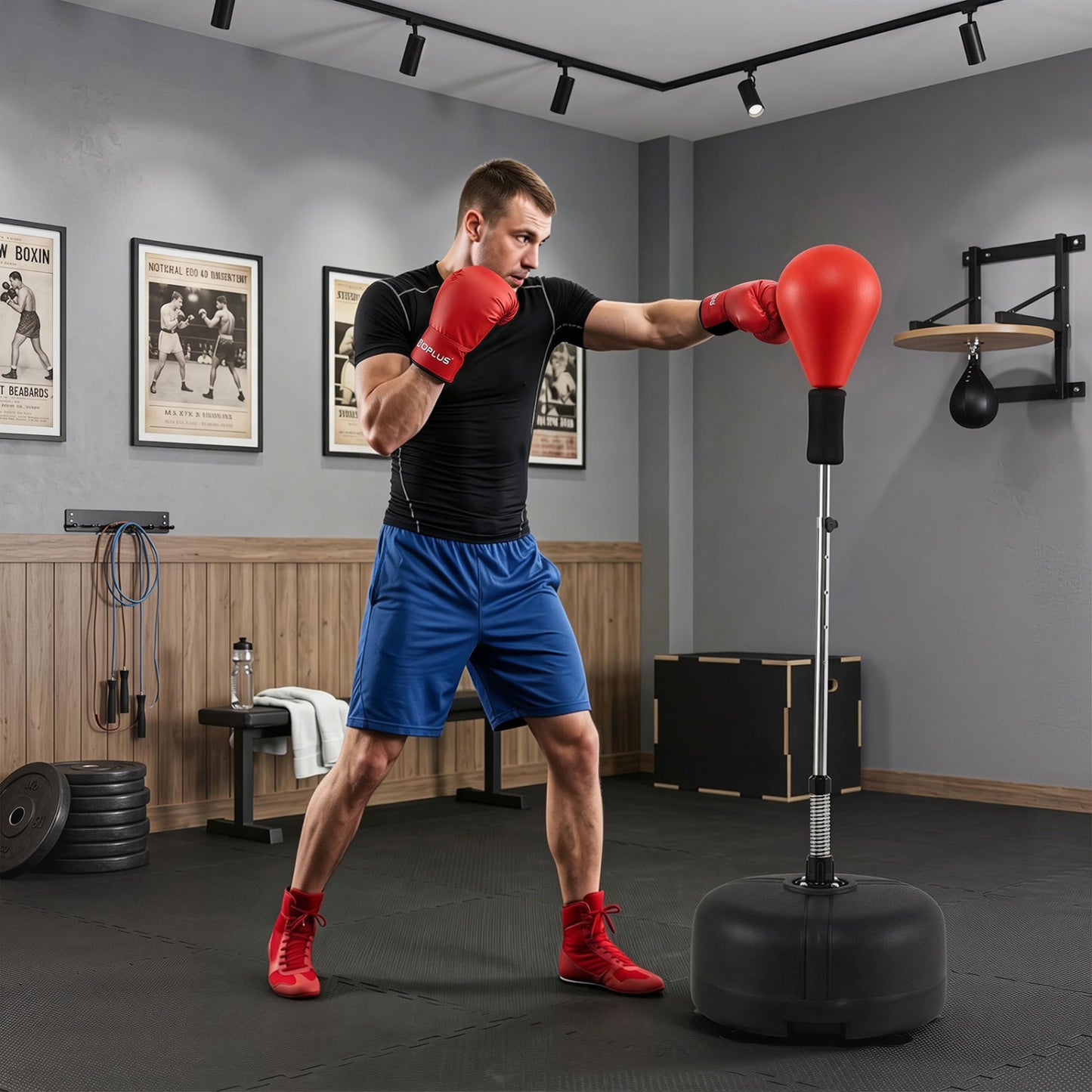 54.5"-62" Height Adjustable FPunching Bag with Stand for Teens and Adults, Red Sport Equipments at Gallery Canada