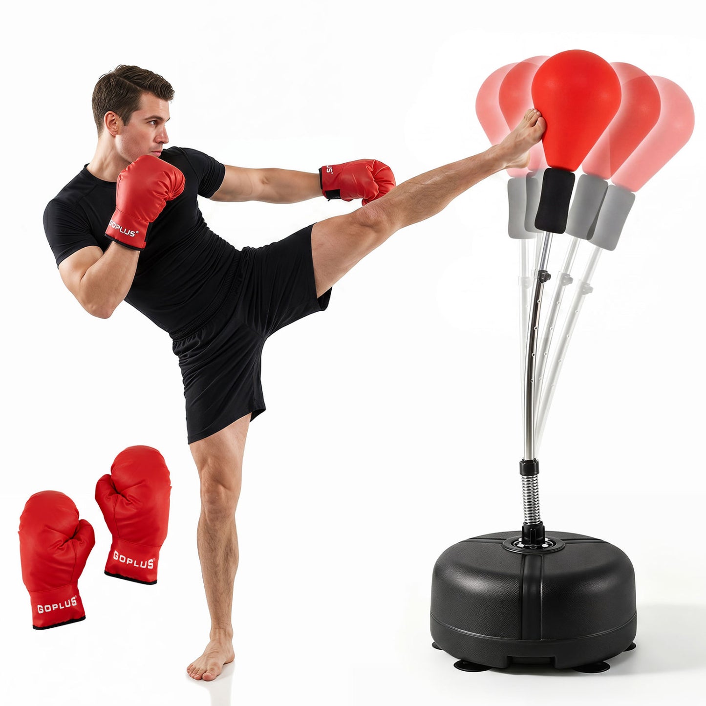 54.5"-62" Height Adjustable FPunching Bag with Stand for Teens and Adults, Red Sport Equipments at Gallery Canada