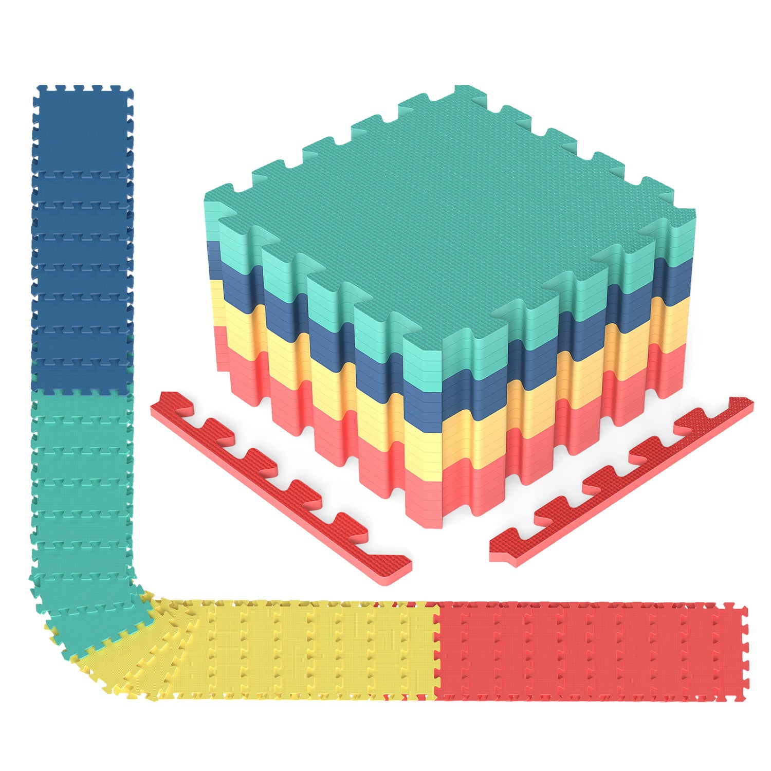 54 Pack EVA Foam Floor Tiles with Non-Slip & Borders for Home Gym, Multicolor Decorative Fencing & Flooring Multicolor at Gallery Canada