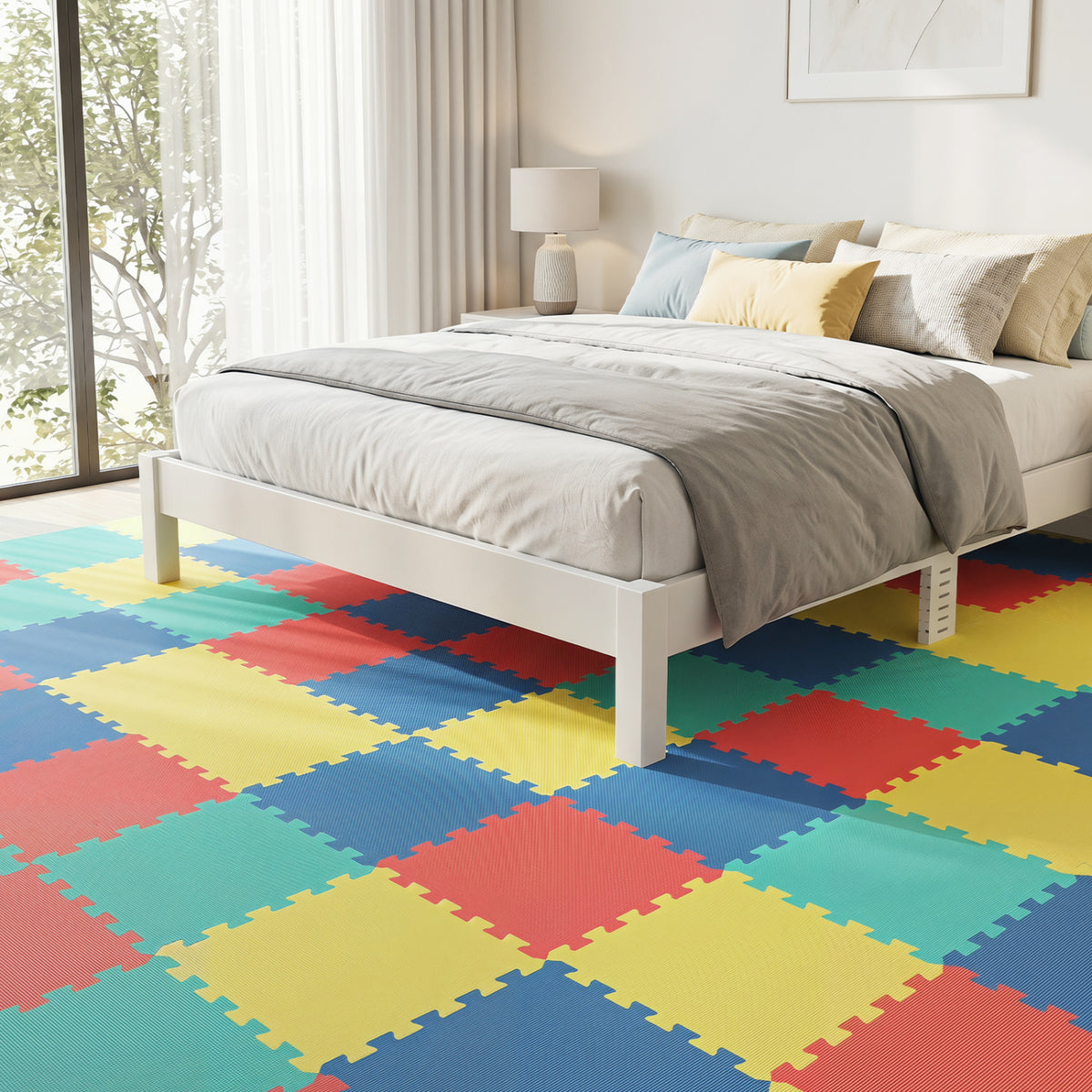 54 Pack EVA Foam Floor Tiles with Non-Slip & Borders for Home Gym, Multicolor Decorative Fencing & Flooring at Gallery Canada