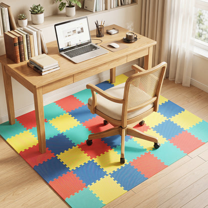 54 Pack EVA Foam Floor Tiles with Non-Slip & Borders for Home Gym, Multicolor Decorative Fencing & Flooring at Gallery Canada