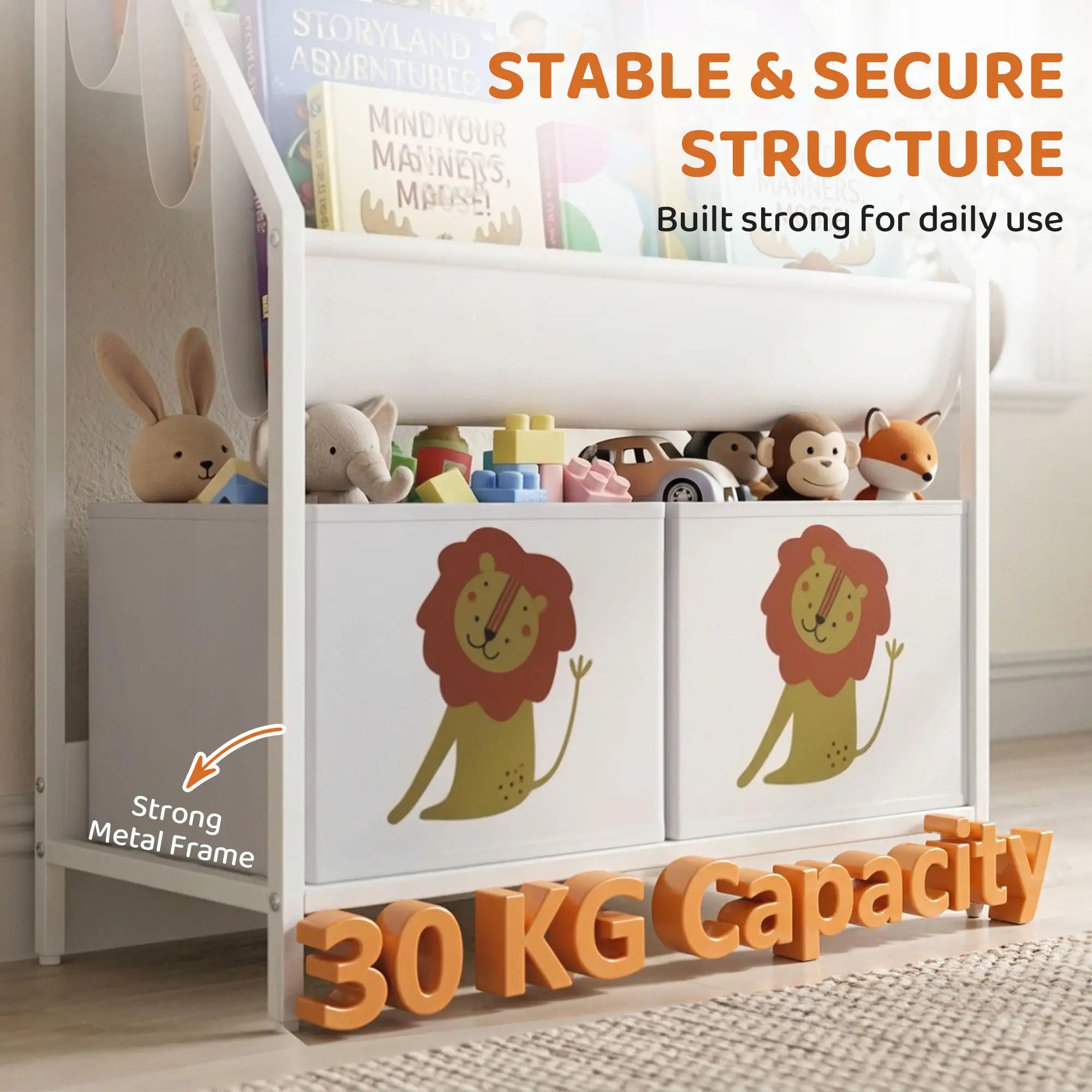 3-Tier Sling Bookshelf With Toy Storage, Montessori Organizer Baby & Kids Storage at Gallery Canada