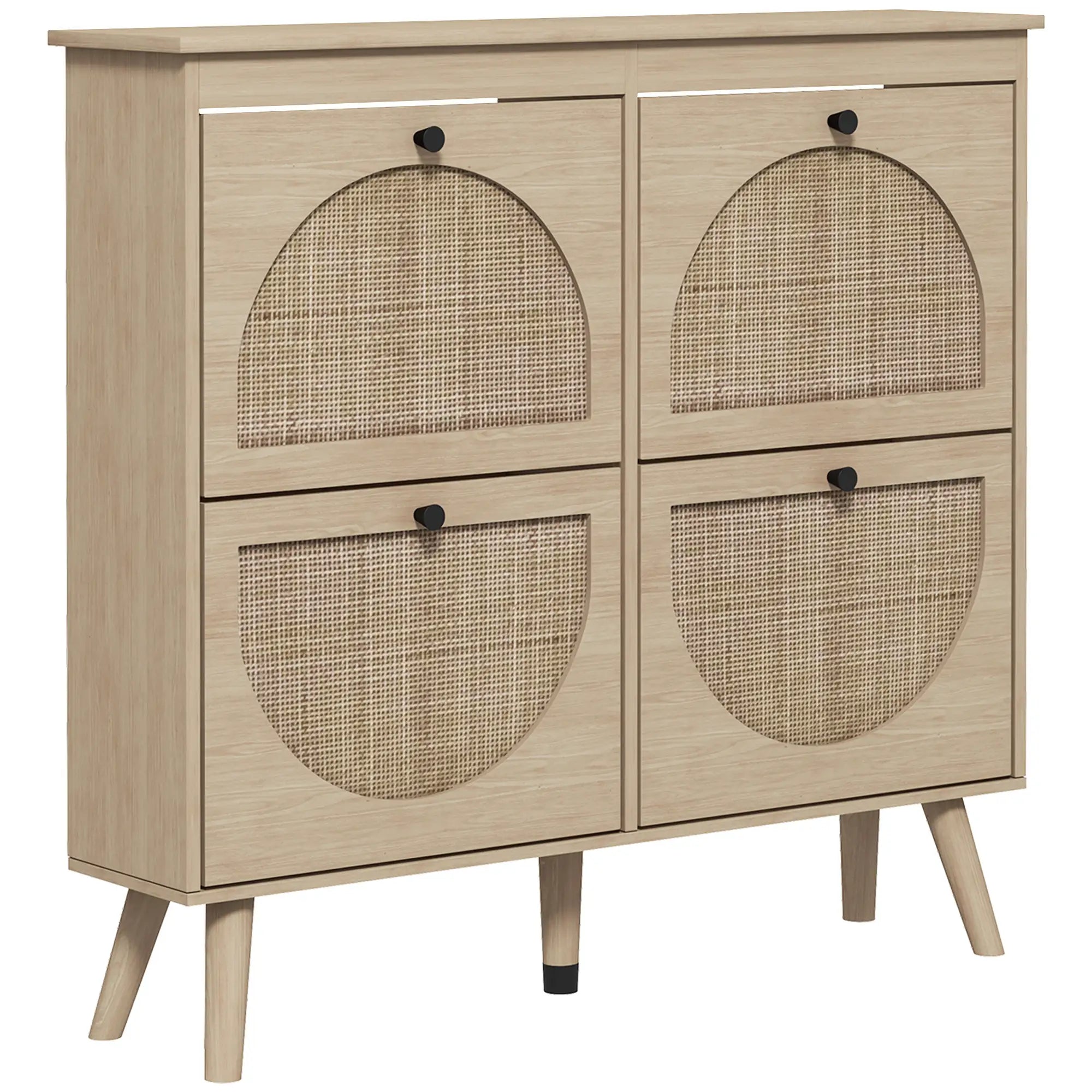 Shoe Cabinet, 4 Flip Drawers, Adjustable Shelves, Holds 20 Pairs, Oak Shoe Storage Cabinets & Racks at Gallery Canada