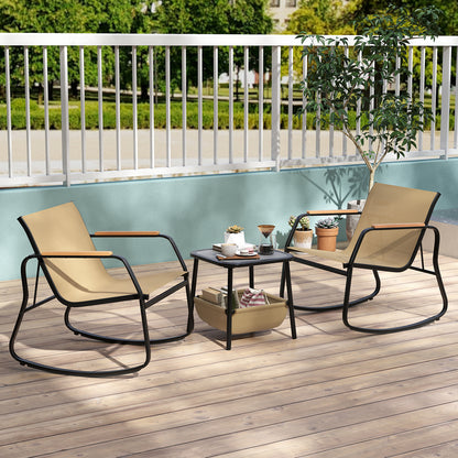 3 Piece Rocking Bistro Chairs, Side Table Set, Storage Bag, Brown Patio Conversation Sets at Gallery Canada