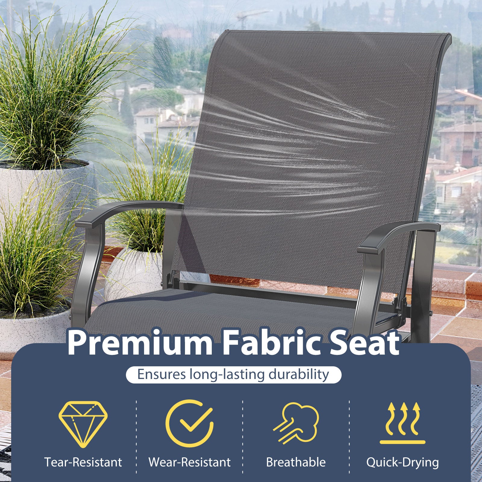 Outdoor Glider Chairs, Set of 2, Ergonomic Backrest, Gray Patio Rocking Chairs & Gliders at Gallery Canada