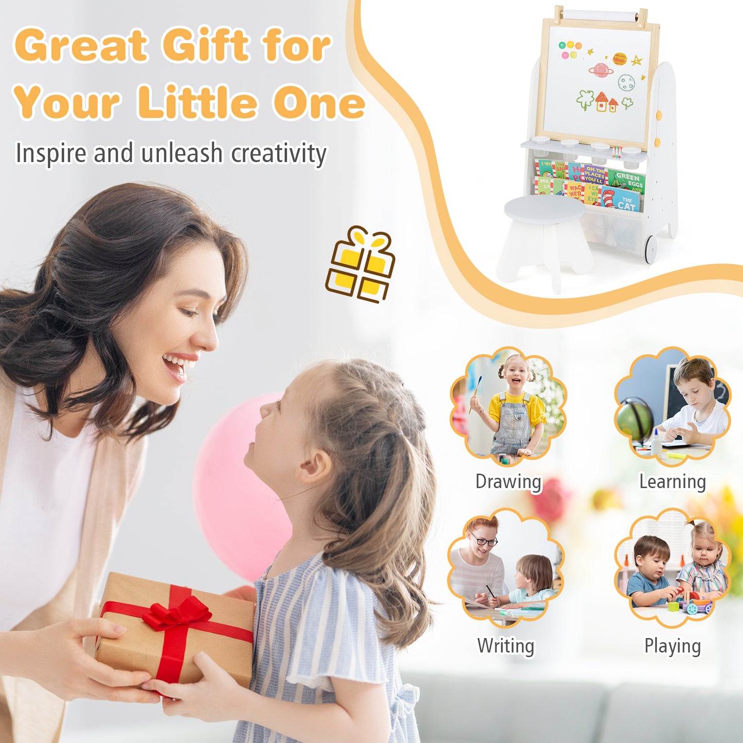 4-in-1 Toddler Activity Table, Magnetic Whiteboard, Chalk Board, Gray Art Easels at Gallery Canada