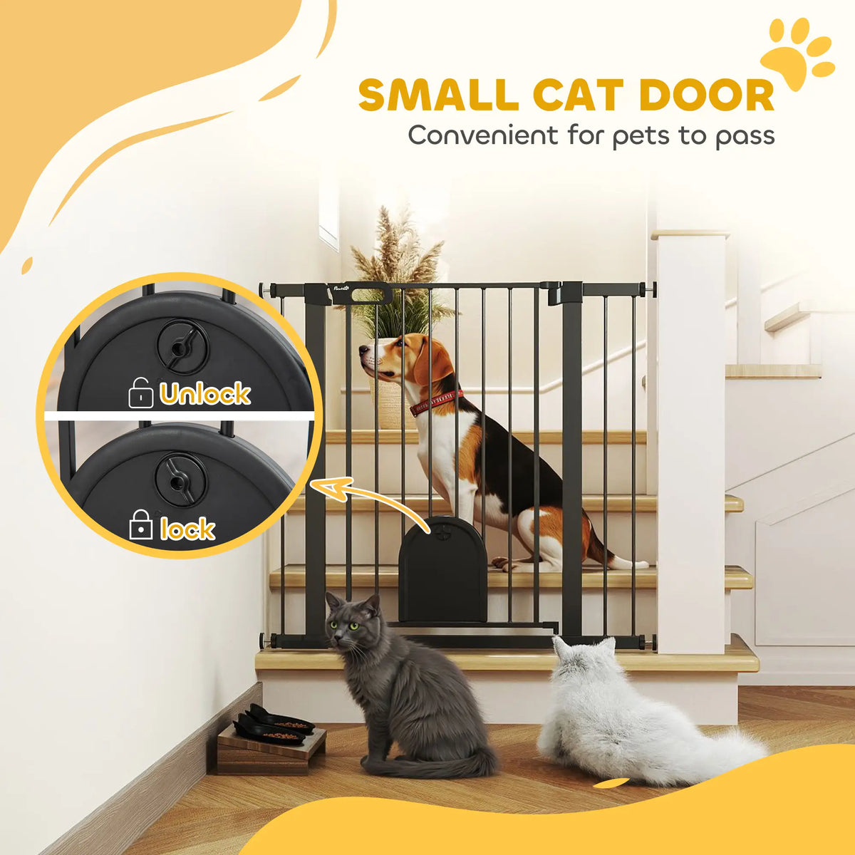30"-41" Extra Wide Pet Gate, 35"H, Small Door, Black Houses, Kennels & Pens at Gallery Canada