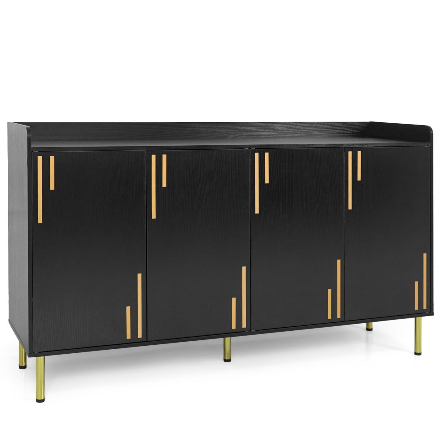 55" Buffet Cabinet with 4 Doors and 5 Metal Legs Modern Credenza, Black Sideboards Cabinets & Buffets at Gallery Canada