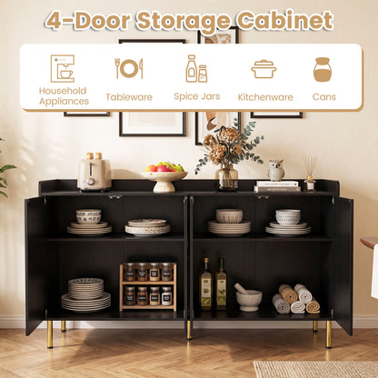 55" Buffet Cabinet with 4 Doors and 5 Metal Legs Modern Credenza, Black Sideboards Cabinets & Buffets at Gallery Canada