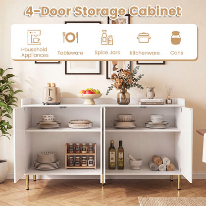 55" Buffet Cabinet, 4 Doors, Credenza, White Sideboards Cabinets & Buffets at Gallery Canada