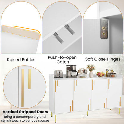 55" Buffet Cabinet, 4 Doors, Credenza, White Sideboards Cabinets & Buffets at Gallery Canada