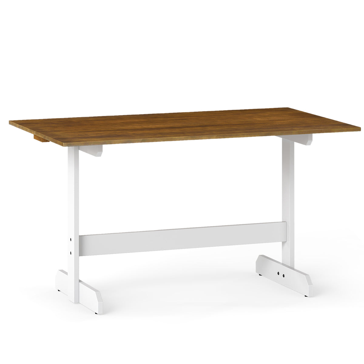 55 Inch Dining Table for 4-6 People Rectangular Kitchen Table with Solid Wood Trestle Base, Walnut Dining Tables at Gallery Canada