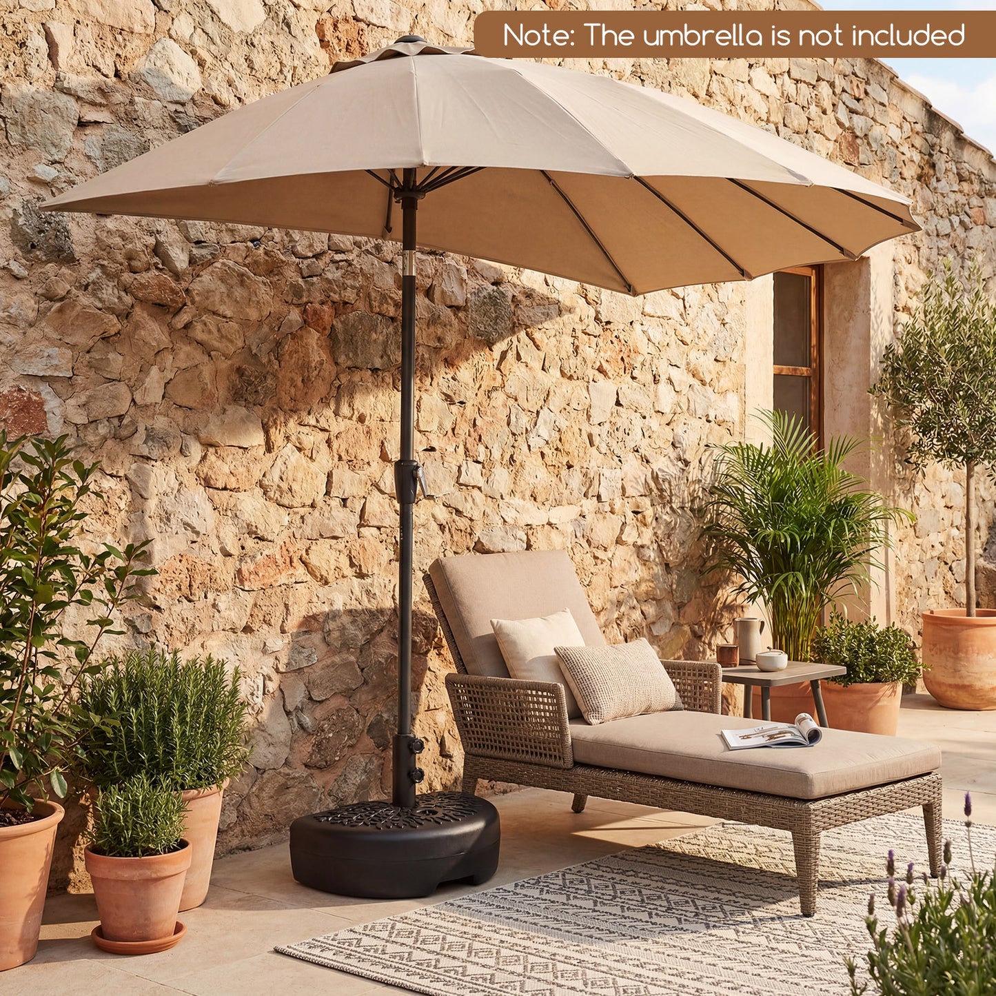 55 LBS Half Round Patio Umbrella Base for Deck Lawn Poolside, Black Outdoor Umbrella Bases at Gallery Canada