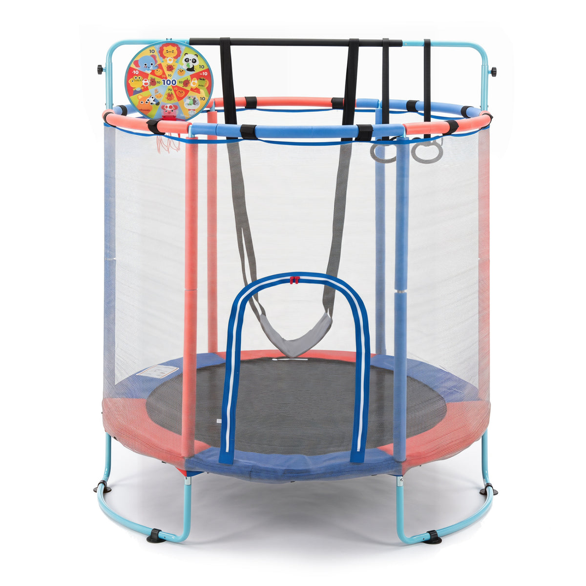 55" Trampoline for Kids with Adjustable Gymnastics Bar and Basketball Hoop for 3+, Navy Trampolines at Gallery Canada