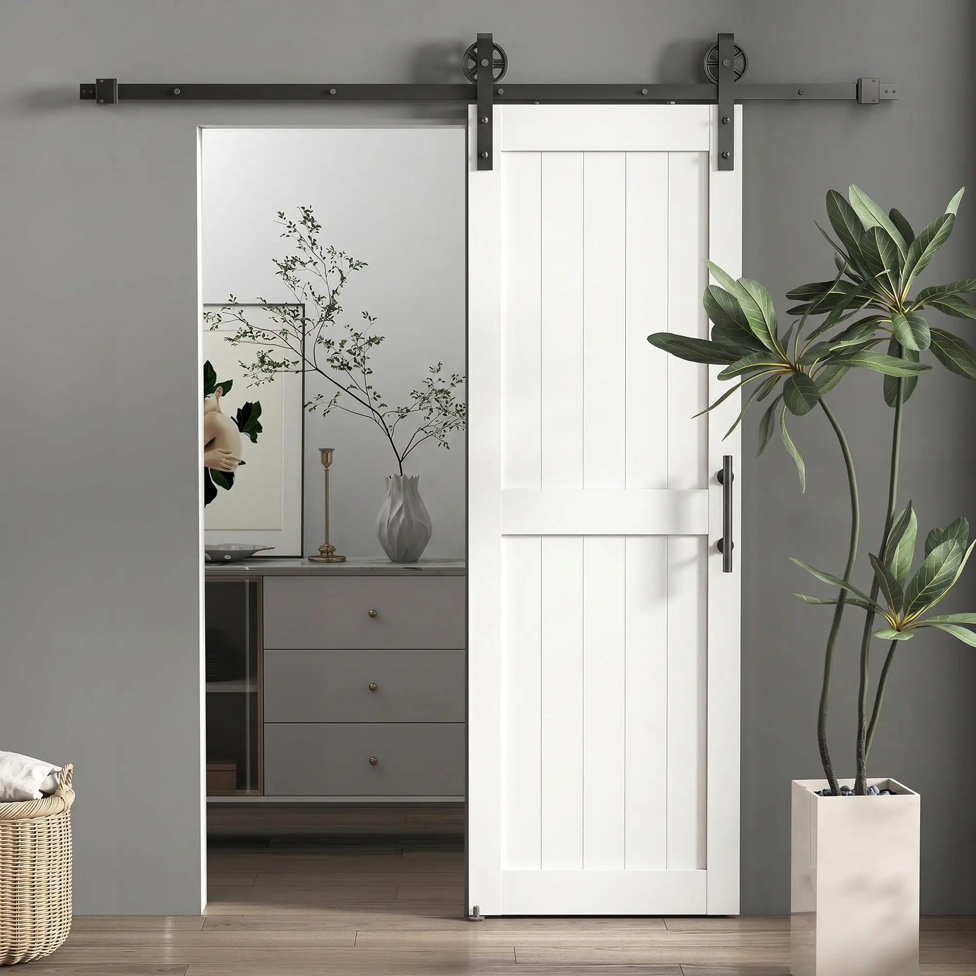 Barn Door with 5FT Sliding Hardware Kit, White Door Hardware at Gallery Canada