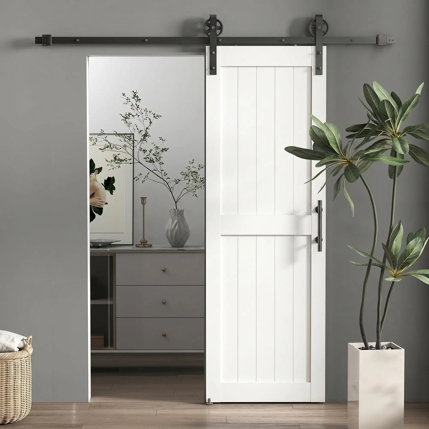Barn Door with 5FT Sliding Hardware Kit, White Door Hardware at Gallery Canada