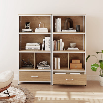 56" Freestanding Bookcase, 5 Tier, With Drawer, Natural Bookcases at Gallery Canada