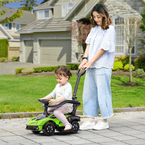 3 in 1 Toddler Ride On Push Car, Sliding Car with Footrest, Green