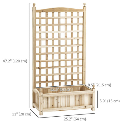 Raised Garden Bed With Trellis, Wood Planter Box, 25.2" x 11" x 47.2" Natural Wood Raised Garden Beds at Gallery Canada