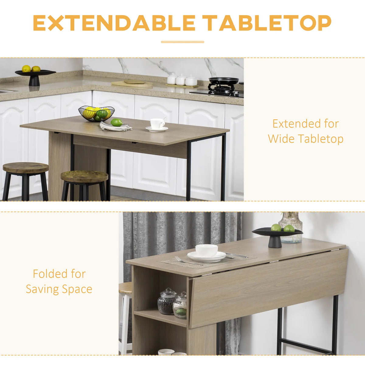 Counter Height Table, Drop Leaf, Extendable, Light Grey Bar Tables at Gallery Canada