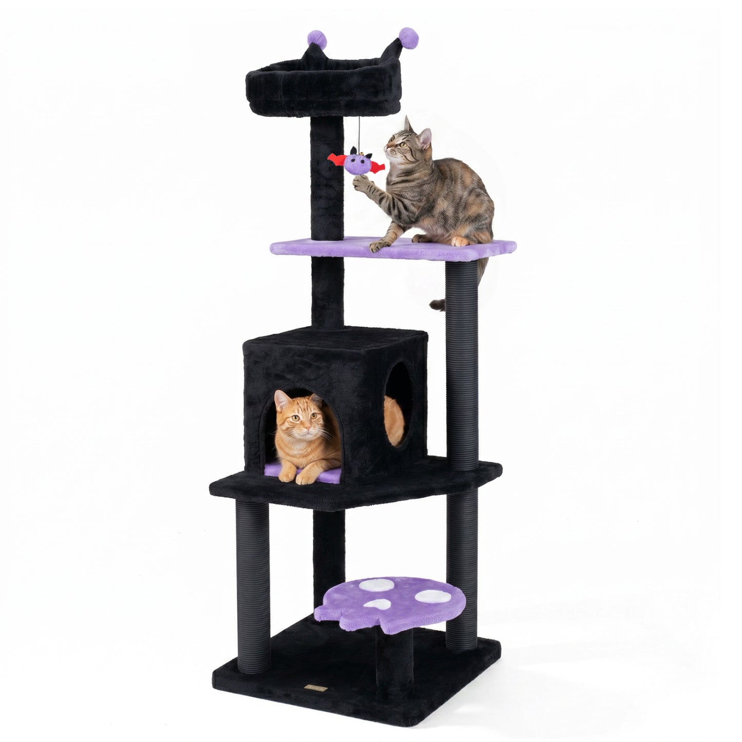 57" Spooky Cat Tower with Padded Perch and Spider-shaped Hanging Toy, Purple Cat Trees Condos & Scratchers Purple at Gallery Canada