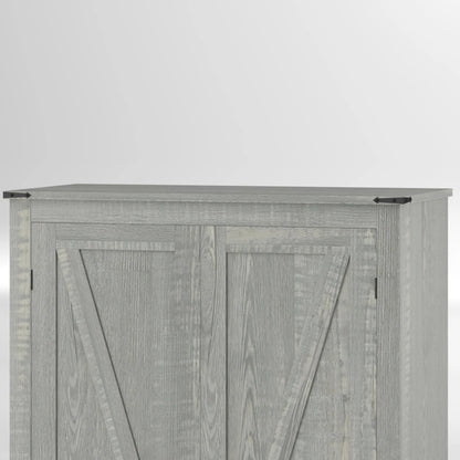 72" Farmhouse Pantry Cabinet, Adjustable Shelves, 2 Doors, Distressed, Light Grey Storage Cabinets at Gallery Canada