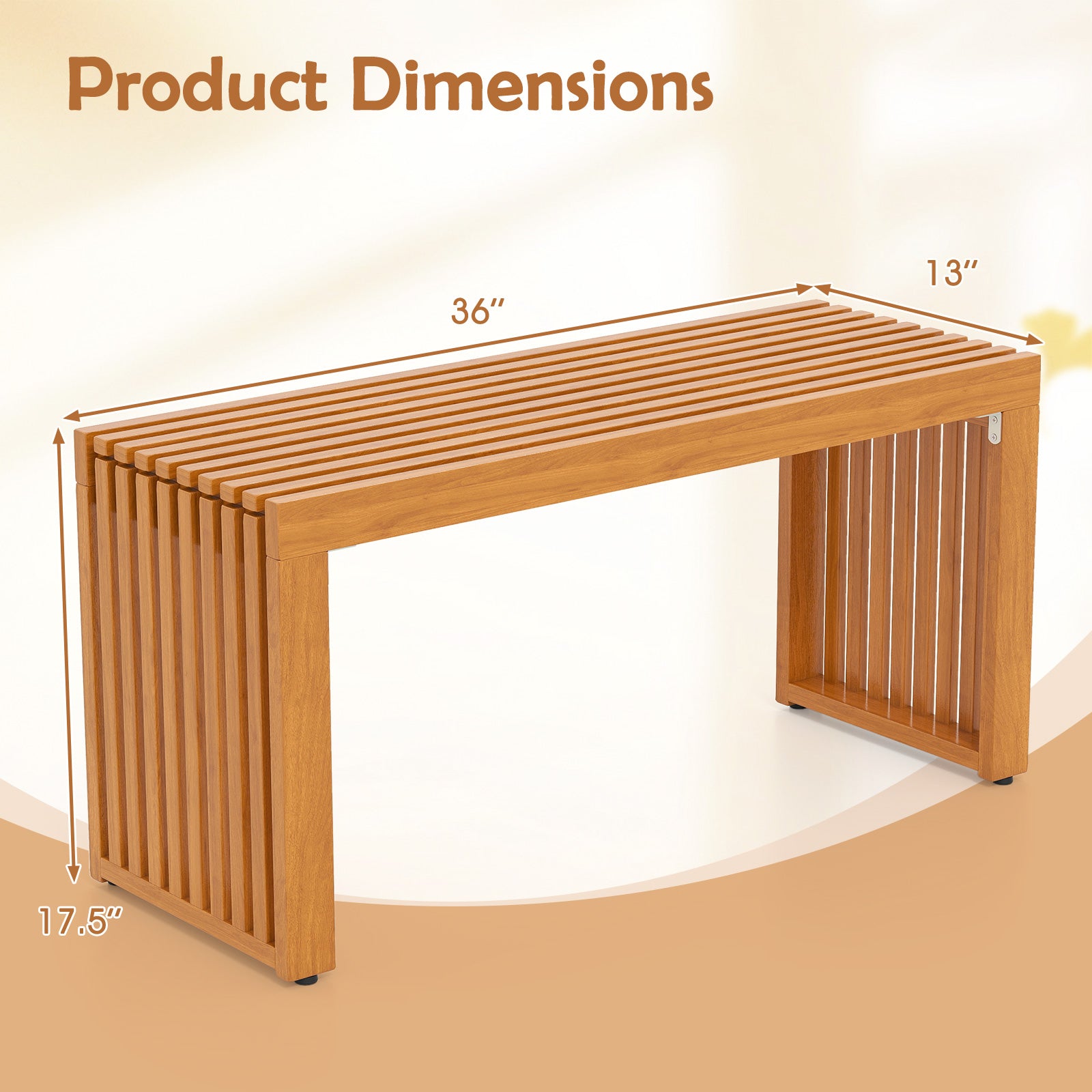 36 Inch Acacia Wood Patio Bench, All-Slat Loveseat Outdoor Benches at Gallery Canada