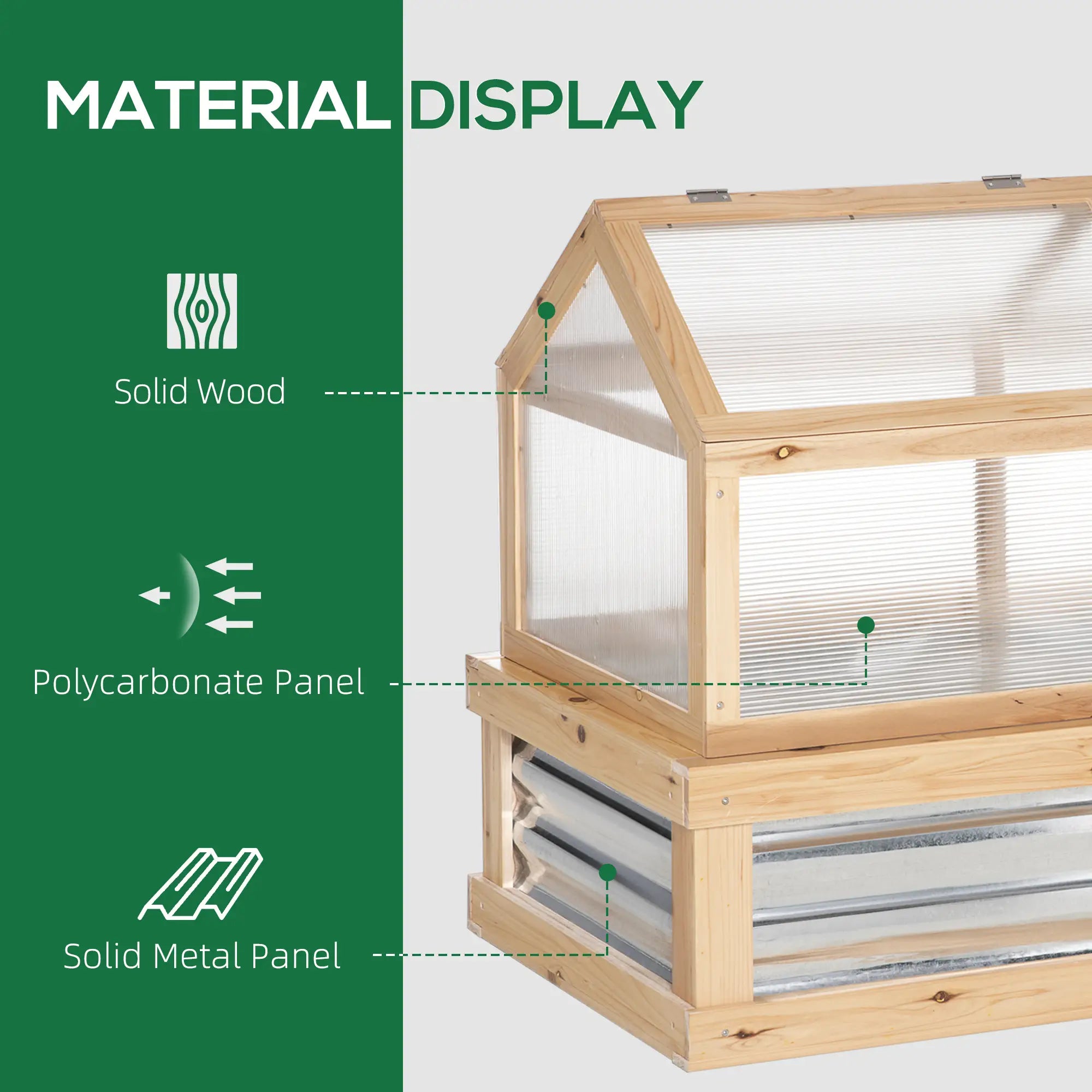 Raised Garden Bed Kit, Greenhouse Wooden Planter, 48