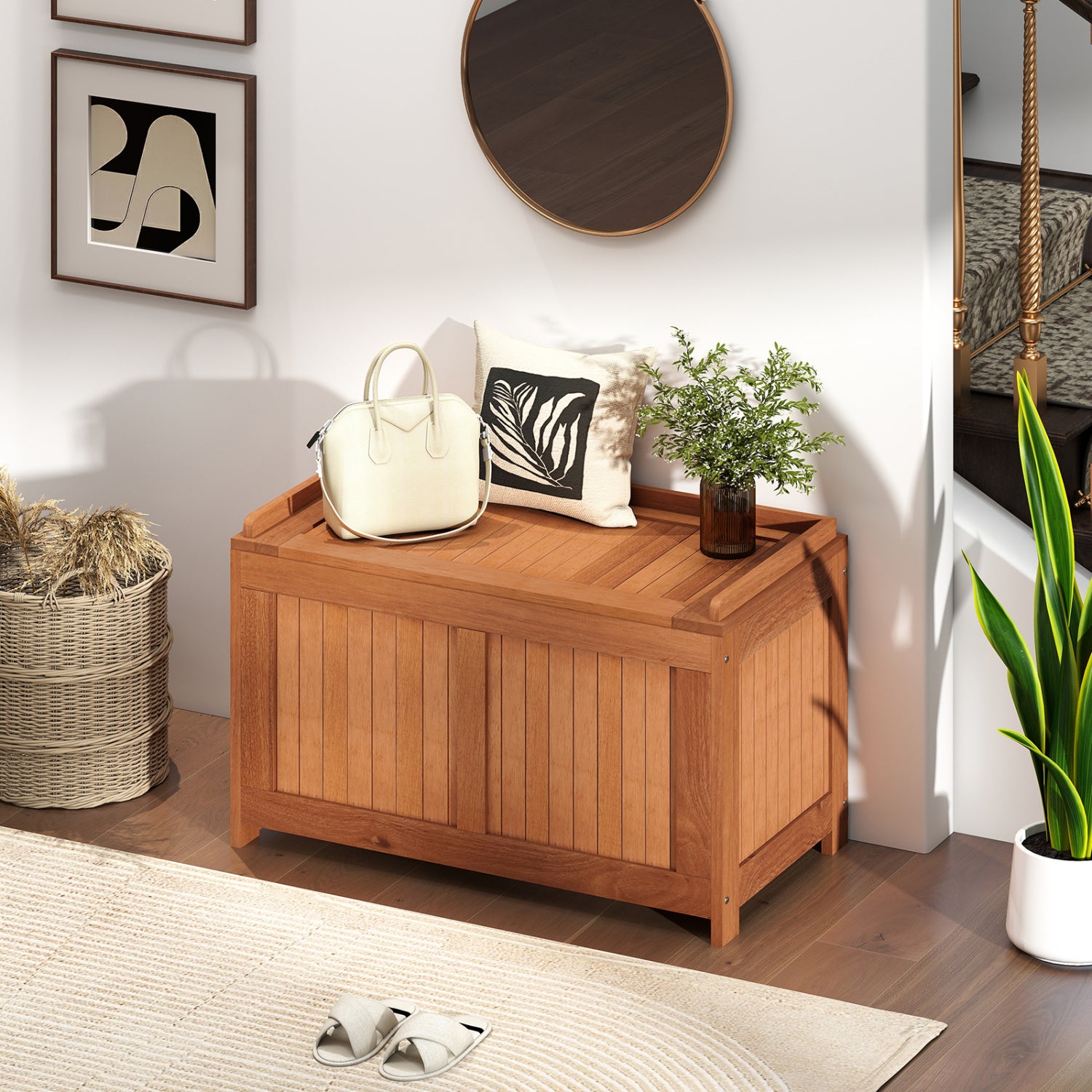 58 Gallon 3-in-1 Patio Wood Deck Box, Flip Top Cushion Storage Sheds & Outdoor Storage at Gallery Canada