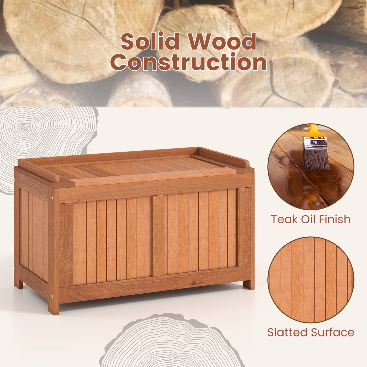 58 Gallon 3-in-1 Patio Wood Deck Box, Flip Top Cushion Storage Sheds & Outdoor Storage at Gallery Canada
