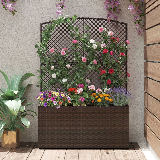 58-Inch Raised Garden Bed with Trellis, Planter Box, Brown Raised Garden Beds Brown at Gallery Canada