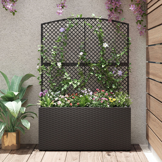 58 Inch Raised Garden Bed with Trellis, Black Raised Garden Beds Black at Gallery Canada