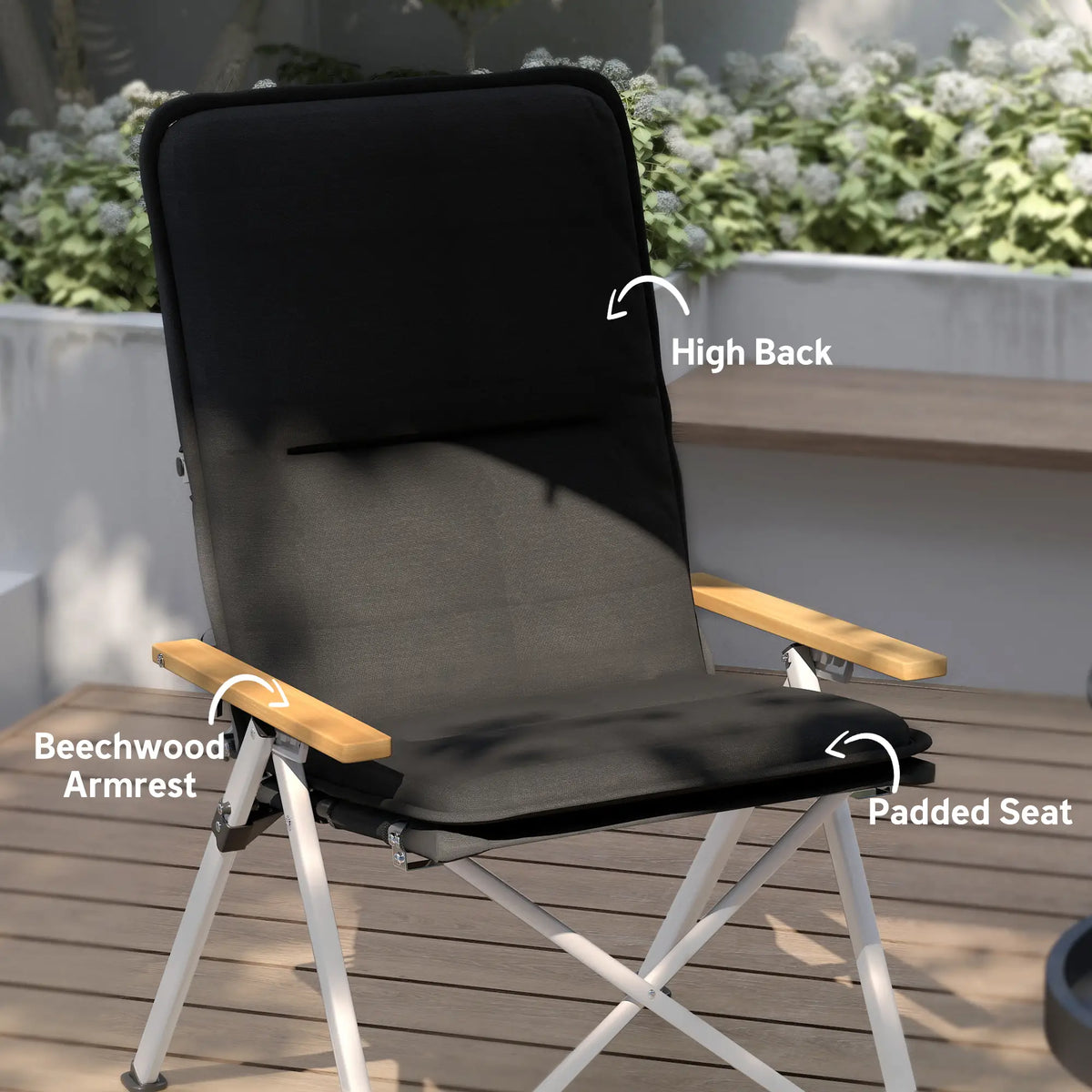 Portable Folding Camp Chairs 2 Pack, Padded Seat, High Back Recliner, Black Picnic Tables & Camping Chairs at Gallery Canada