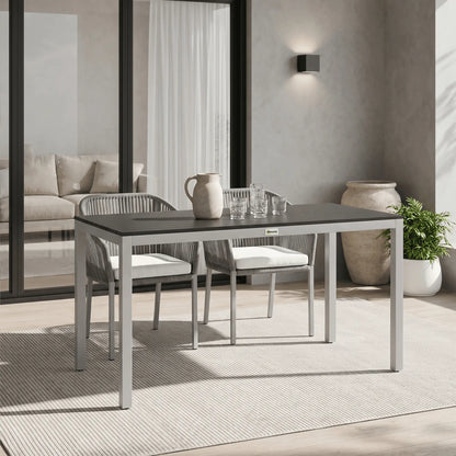 Outdoor Dining Table, 4-6 Seater, Slatted Top, Rust-Resistant Aluminium Frame, Black Patio Dinning Tables at Gallery Canada