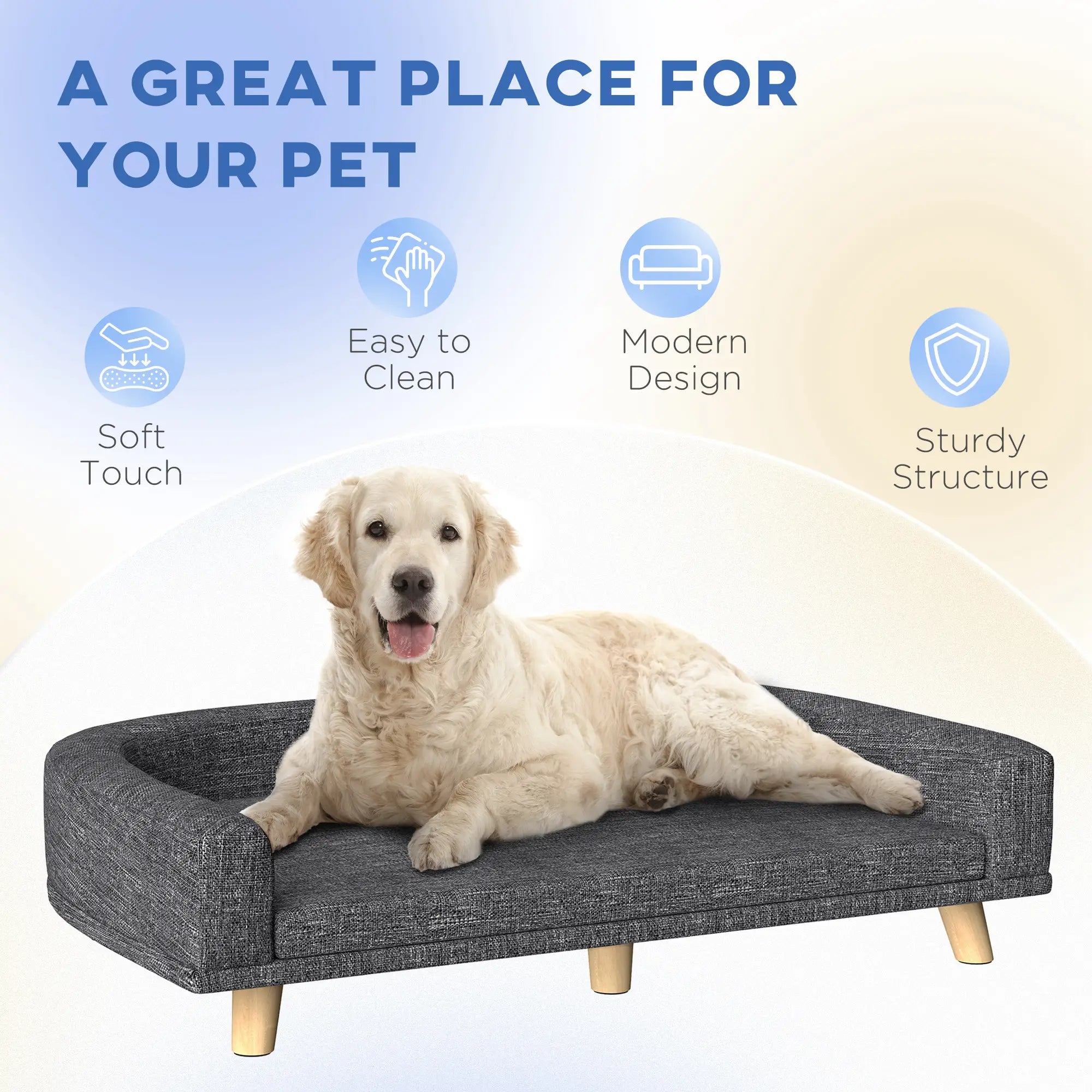 Large Dog Sofa with Washable Cover, Anti-Slip Pads, Dark Grey Dog Sofas at Gallery Canada