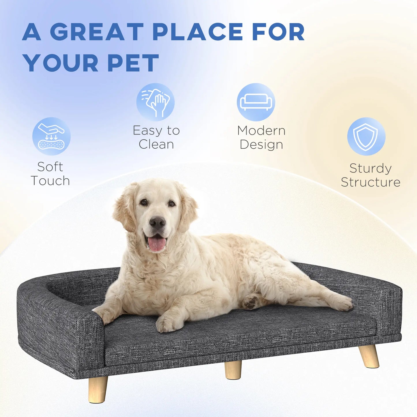 Large Dog Sofa with Washable Cover, Anti-Slip Pads, Dark Grey Dog Sofas at Gallery Canada