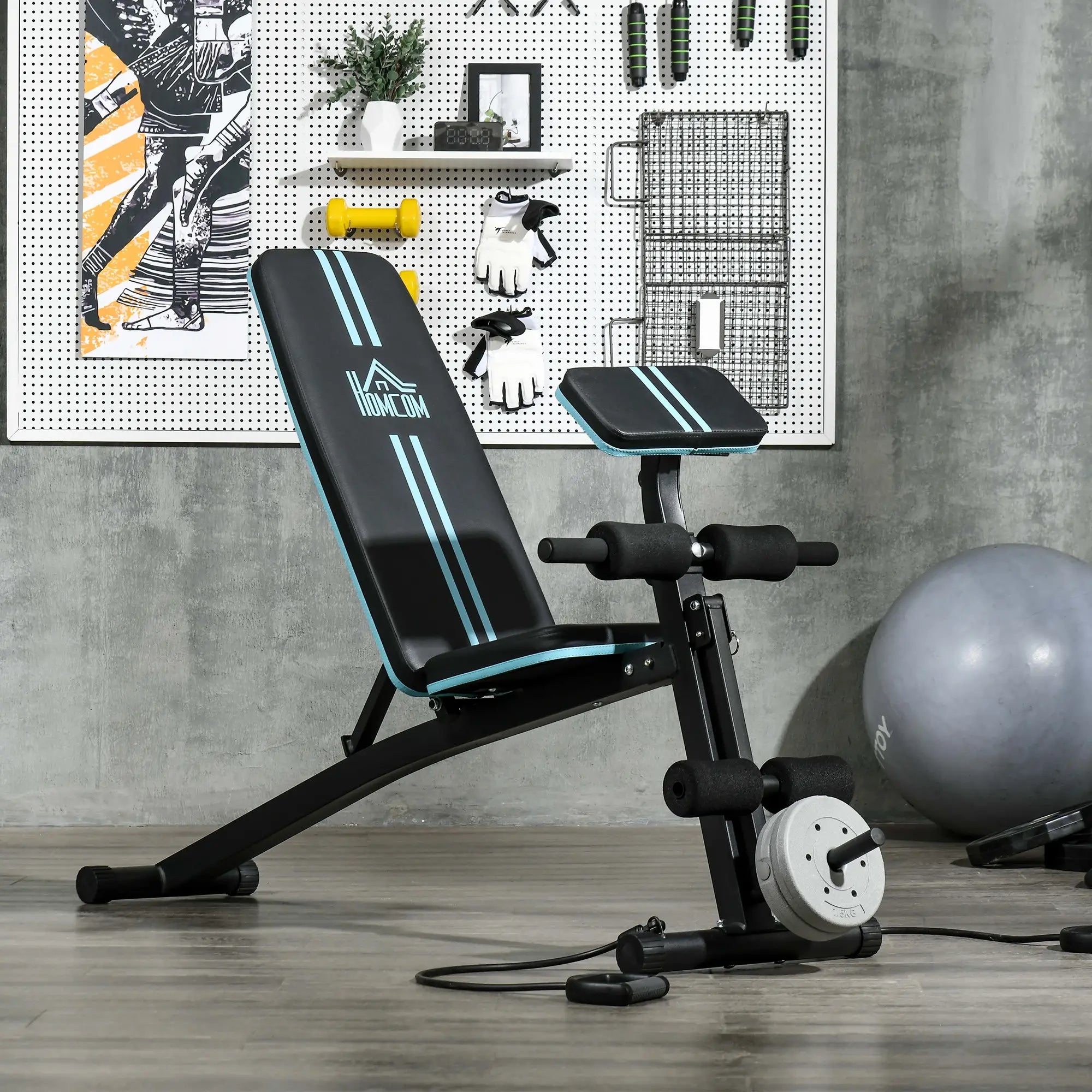 Foldable Adjustable Press Bench, Weight Training Gym Chair, Black & Blue Weight Benches at Gallery Canada